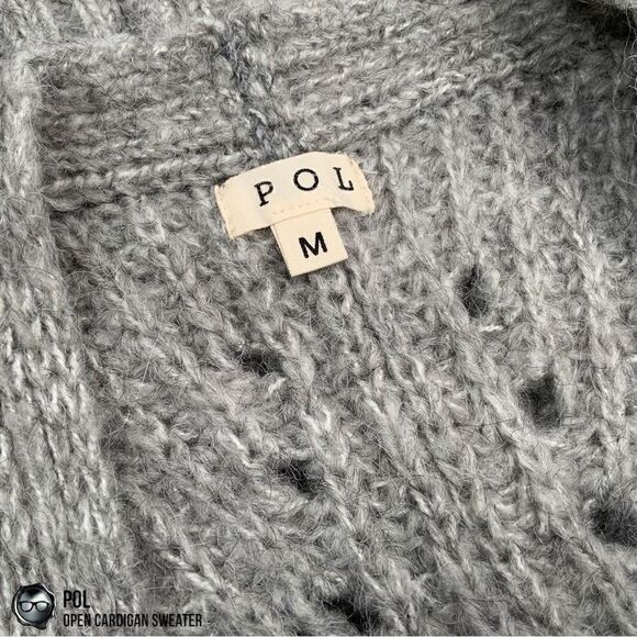 POL CHUNKY CABLE KNIT DUSTER CARDIGAN SWEATER HEATHER GREY WOMEN’S SIZE MEDIUM - Picture 7 of 15